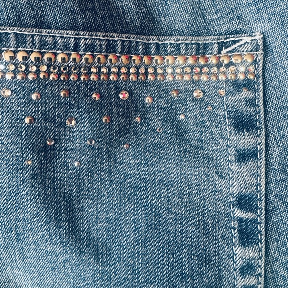 CHRISTINE ALEXANDER Swarovski Studded Bling Jeans Mid Rise Flare Womens 10 - Picture 13 of 14